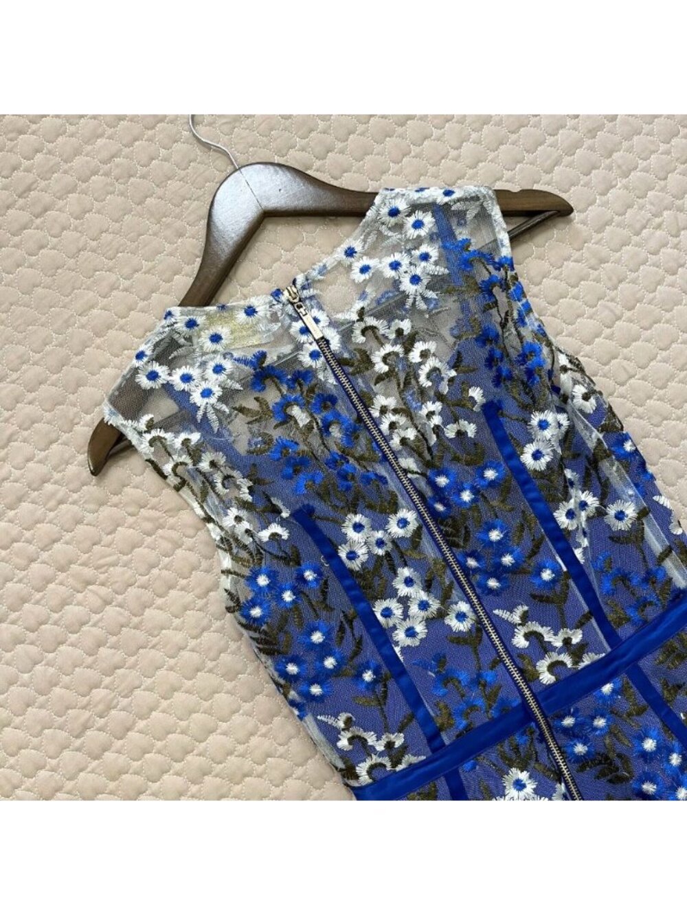 Bronx and Banco Blue Floral Embroidered Mini Dress - Picture 10 of 13